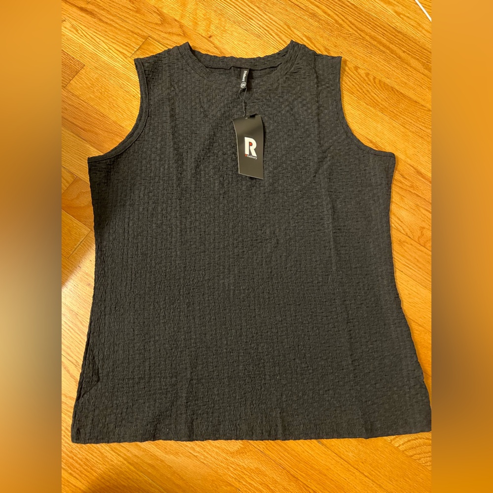 Rhapsody Black Textured Sleeveless Top